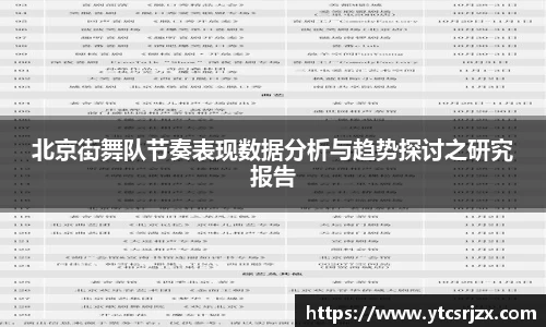 北京街舞队节奏表现数据分析与趋势探讨之研究报告